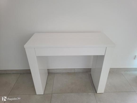 table console extensible blanc laqué